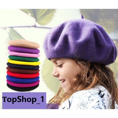 Classic 100% Wool Soft Warm French Fluffy Beanie Beret Hat Cap for Girls Kids  eb-76391198